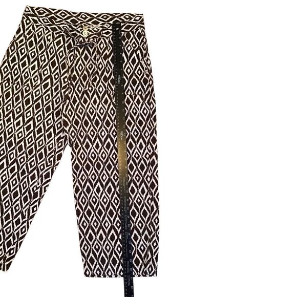 Kate Parks Women’s Linen Capri Pants Brown Cream Designer Buttons Size 10 - Picture 4 of 7